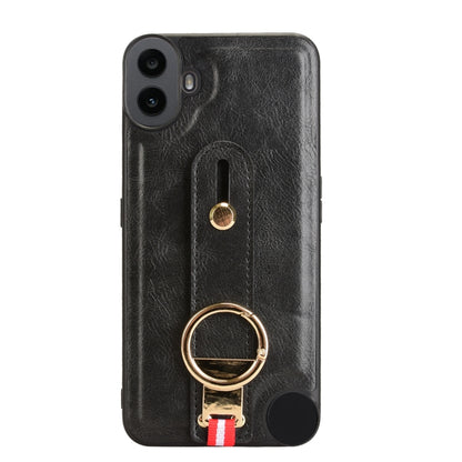 For Nothing CMF Phone 1 Wristband Leather Back Phone Case(Black) - More Brand by buy2fix | Online Shopping UK | buy2fix
