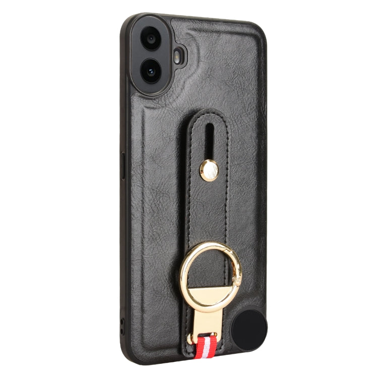 For Nothing CMF Phone 1 Wristband Leather Back Phone Case(Black) - More Brand by buy2fix | Online Shopping UK | buy2fix