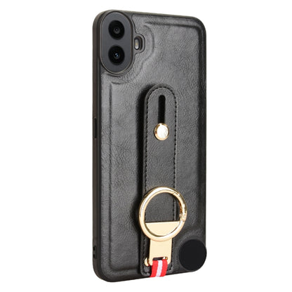 For Nothing CMF Phone 1 Wristband Leather Back Phone Case(Black) - More Brand by buy2fix | Online Shopping UK | buy2fix