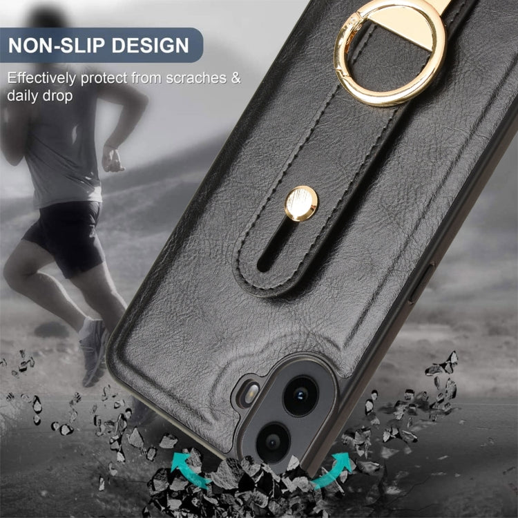For Nothing CMF Phone 1 Wristband Leather Back Phone Case(Black) - More Brand by buy2fix | Online Shopping UK | buy2fix