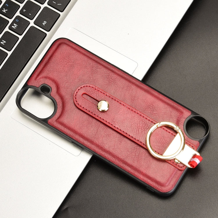 For Nothing CMF Phone 1 Wristband Leather Back Phone Case(Red) - Nothing Cases by buy2fix | Online Shopping UK | buy2fix