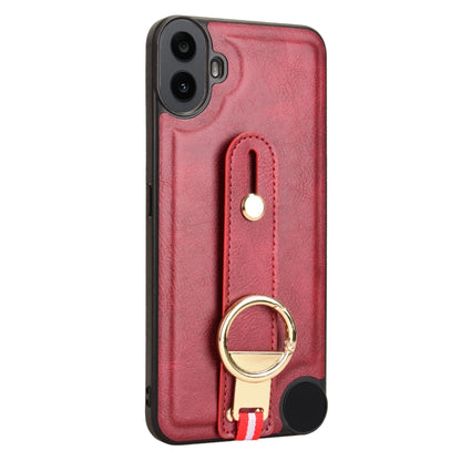 For Nothing CMF Phone 1 Wristband Leather Back Phone Case(Red) - Nothing Cases by buy2fix | Online Shopping UK | buy2fix