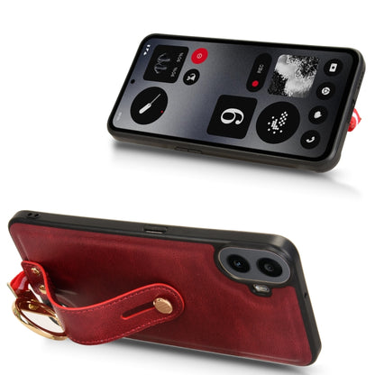 For Nothing CMF Phone 1 Wristband Leather Back Phone Case(Red) - Nothing Cases by buy2fix | Online Shopping UK | buy2fix