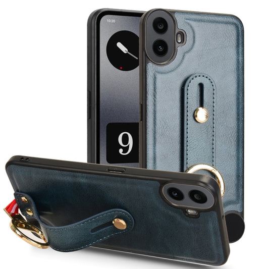For Nothing CMF Phone 1 Wristband Leather Back Phone Case(Blue) - Nothing Cases by buy2fix | Online Shopping UK | buy2fix