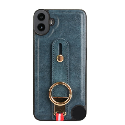 For Nothing CMF Phone 1 Wristband Leather Back Phone Case(Blue) - Nothing Cases by buy2fix | Online Shopping UK | buy2fix