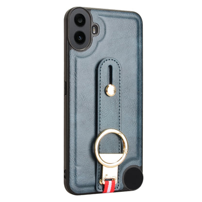 For Nothing CMF Phone 1 Wristband Leather Back Phone Case(Blue) - Nothing Cases by buy2fix | Online Shopping UK | buy2fix