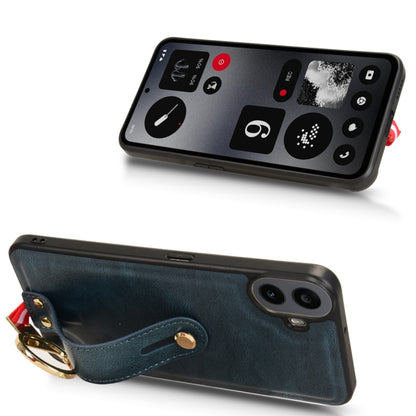 For Nothing CMF Phone 1 Wristband Leather Back Phone Case(Blue) - Nothing Cases by buy2fix | Online Shopping UK | buy2fix