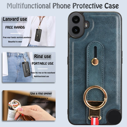 For Nothing CMF Phone 1 Wristband Leather Back Phone Case(Blue) - Nothing Cases by buy2fix | Online Shopping UK | buy2fix