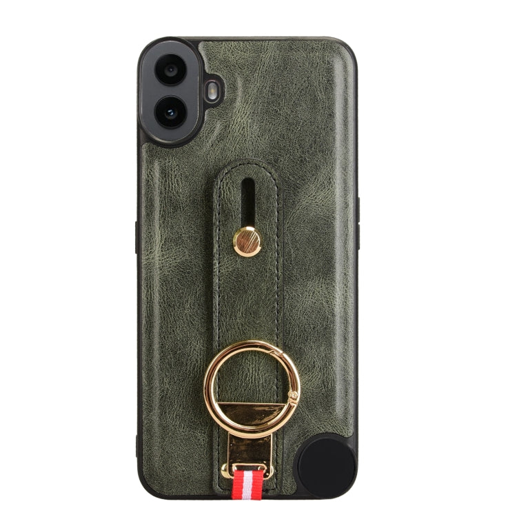 For Nothing CMF Phone 1 Wristband Leather Back Phone Case(Green) - Nothing Cases by buy2fix | Online Shopping UK | buy2fix