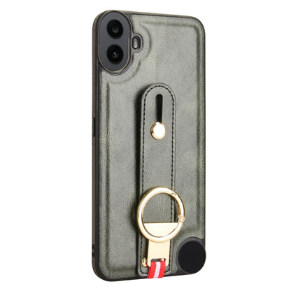 For Nothing CMF Phone 1 Wristband Leather Back Phone Case(Green) - Nothing Cases by buy2fix | Online Shopping UK | buy2fix