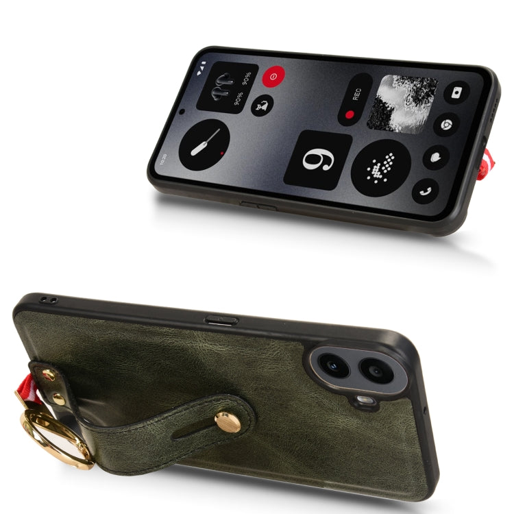 For Nothing CMF Phone 1 Wristband Leather Back Phone Case(Green) - Nothing Cases by buy2fix | Online Shopping UK | buy2fix