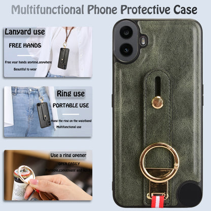 For Nothing CMF Phone 1 Wristband Leather Back Phone Case(Green) - Nothing Cases by buy2fix | Online Shopping UK | buy2fix