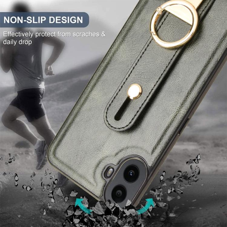 For Nothing CMF Phone 1 Wristband Leather Back Phone Case(Green) - Nothing Cases by buy2fix | Online Shopping UK | buy2fix