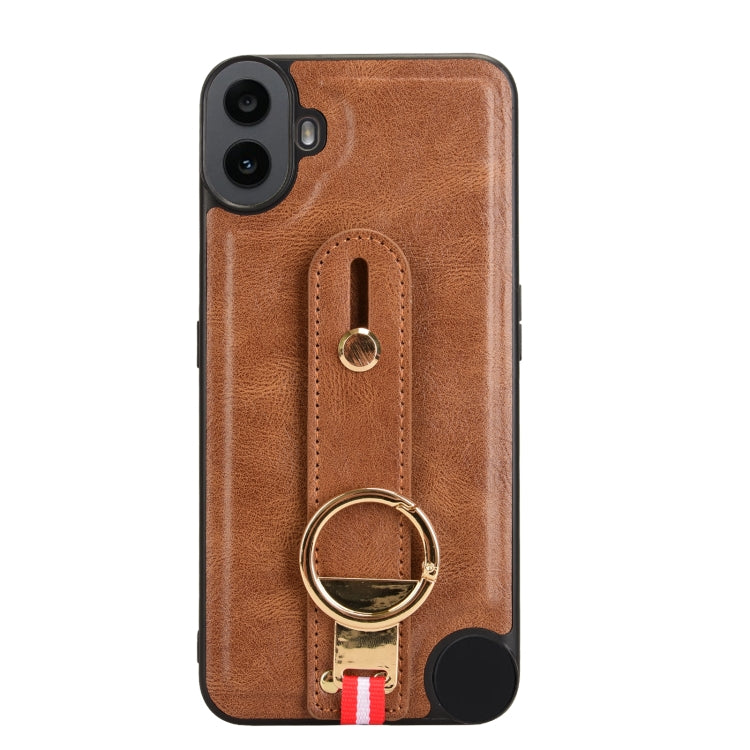 For Nothing CMF Phone 1 Wristband Leather Back Phone Case(Brown) - Nothing Cases by buy2fix | Online Shopping UK | buy2fix