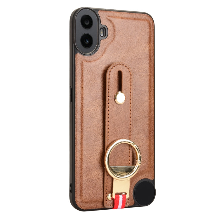 For Nothing CMF Phone 1 Wristband Leather Back Phone Case(Brown) - Nothing Cases by buy2fix | Online Shopping UK | buy2fix
