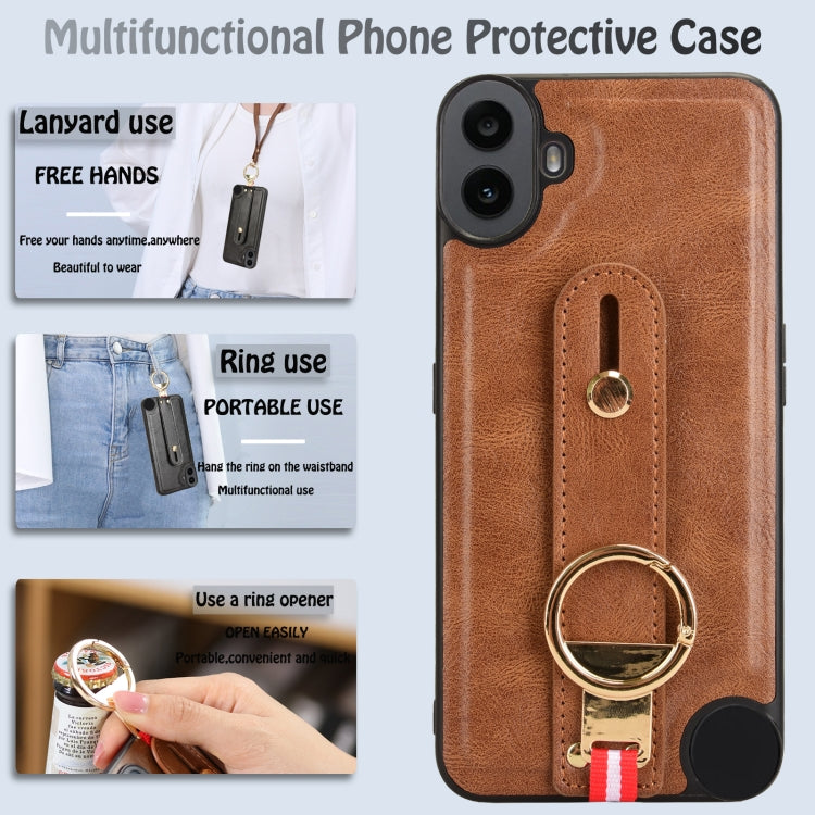 For Nothing CMF Phone 1 Wristband Leather Back Phone Case(Brown) - Nothing Cases by buy2fix | Online Shopping UK | buy2fix