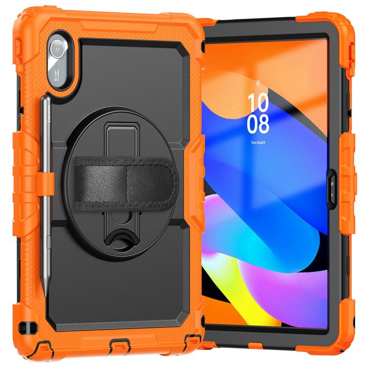 For Lenovo Xiaoxin Pad 2024 / 2025 Silicone Hybrid PC Tablet Case with Shoulder Strap(Orange) by buy2fix
