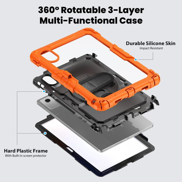 For Lenovo Xiaoxin Pad 2024 / 2025 Silicone Hybrid PC Tablet Case with Shoulder Strap(Orange) by buy2fix