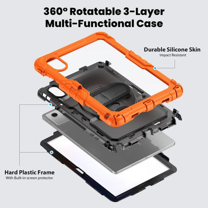 For Lenovo Xiaoxin Pad 2024 / 2025 Silicone Hybrid PC Tablet Case with Shoulder Strap(Orange) by buy2fix