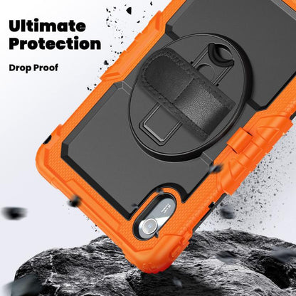 For Lenovo Xiaoxin Pad 2024 / 2025 Silicone Hybrid PC Tablet Case with Shoulder Strap(Orange) by buy2fix