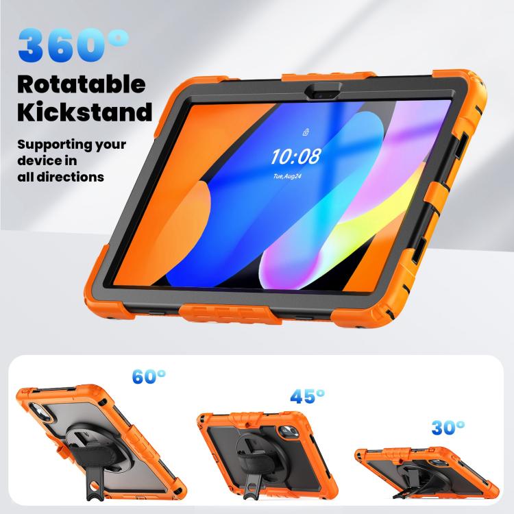For Lenovo Xiaoxin Pad 2024 / 2025 Silicone Hybrid PC Tablet Case with Shoulder Strap(Orange) by buy2fix