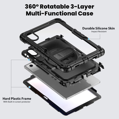 For Lenovo Xiaoxin Pad 2024 / 2025 Silicone Hybrid PC Tablet Case with Shoulder Strap(Black) by buy2fix