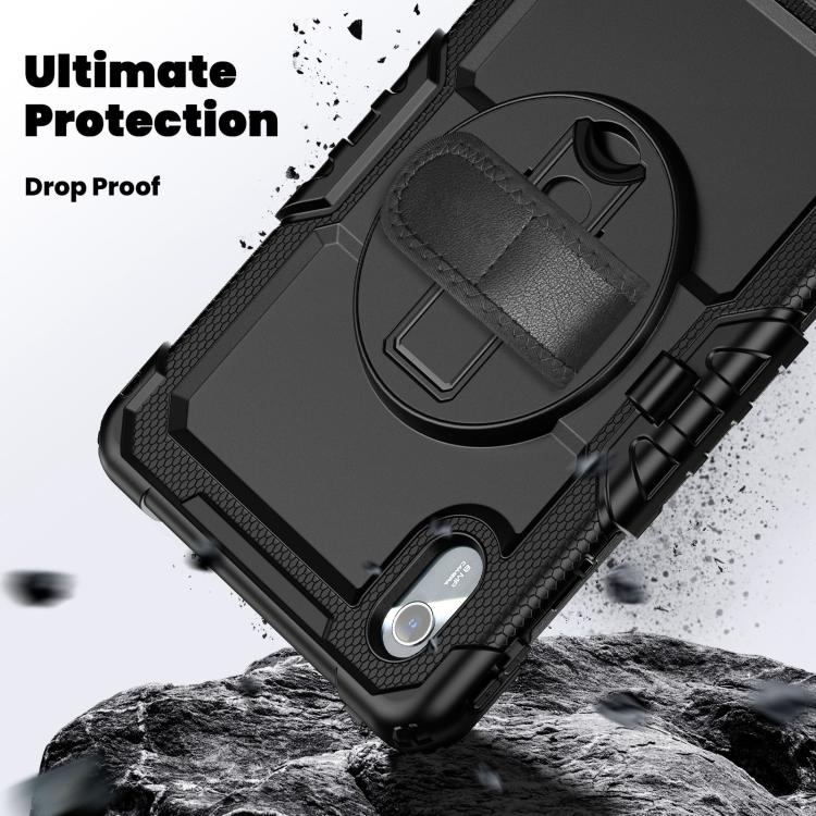 For Lenovo Xiaoxin Pad 2024 / 2025 Silicone Hybrid PC Tablet Case with Shoulder Strap(Black) by buy2fix