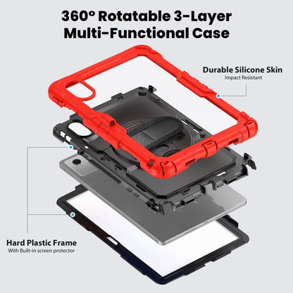 For Lenovo Xiaoxin Pad 2024 / 2025 Silicone Hybrid PC Tablet Case with Shoulder Strap(Red) by buy2fix