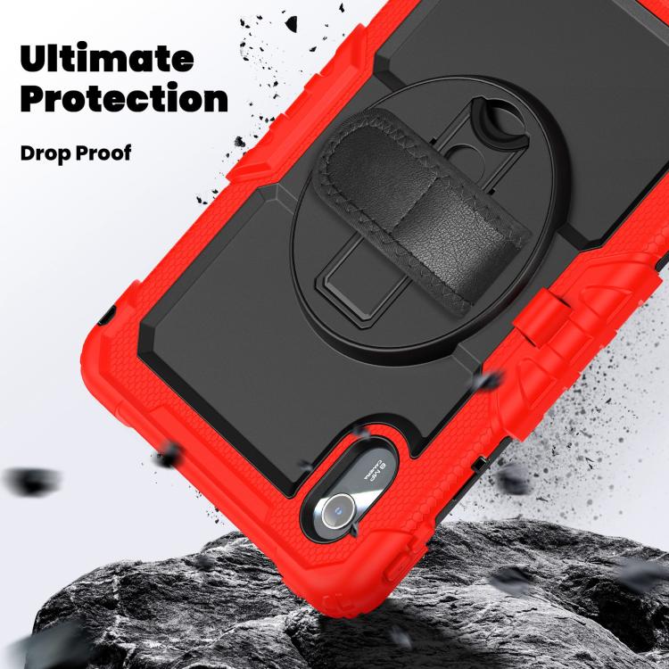 For Lenovo Xiaoxin Pad 2024 / 2025 Silicone Hybrid PC Tablet Case with Shoulder Strap(Red) by buy2fix