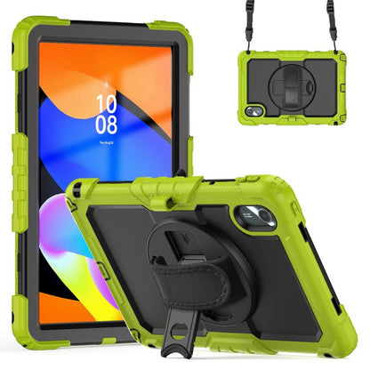 For Lenovo Xiaoxin Pad 2024 / 2025 Silicone Hybrid PC Tablet Case with Shoulder Strap(Yellow Green Black) by buy2fix