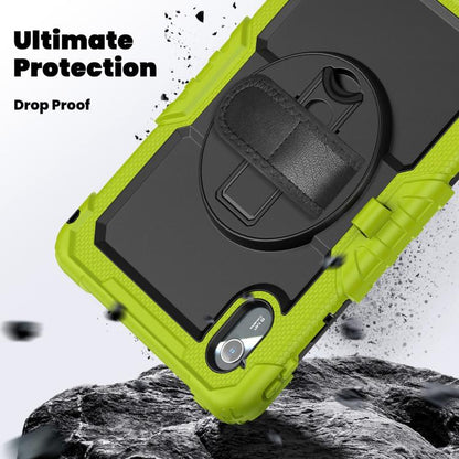 For Lenovo Xiaoxin Pad 2024 / 2025 Silicone Hybrid PC Tablet Case with Shoulder Strap(Yellow Green Black) by buy2fix