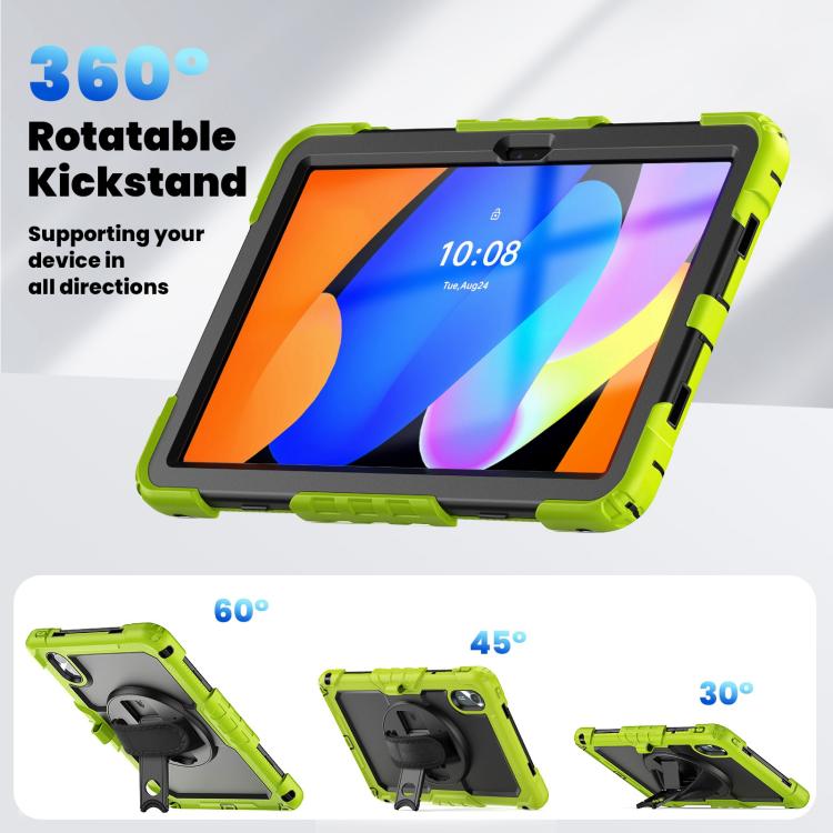 For Lenovo Xiaoxin Pad 2024 / 2025 Silicone Hybrid PC Tablet Case with Shoulder Strap(Yellow Green Black) by buy2fix