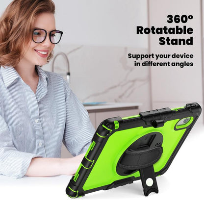 For Lenovo Xiaoxin Pad 2024 / 2025 Silicone Hybrid PC Tablet Case with Shoulder Strap(Black Yellow Green PC) by buy2fix