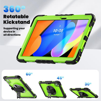 For Lenovo Xiaoxin Pad 2024 / 2025 Silicone Hybrid PC Tablet Case with Shoulder Strap(Black Yellow Green PC) by buy2fix