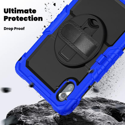 For Lenovo Xiaoxin Pad 2024 / 2025 Silicone Hybrid PC Tablet Case with Shoulder Strap(Dark Blue Black) by buy2fix