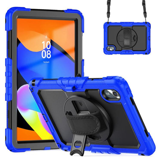For Lenovo Xiaoxin Pad 2024 / 2025 Silicone Hybrid PC Tablet Case with Shoulder Strap(Dark Blue Black) by buy2fix