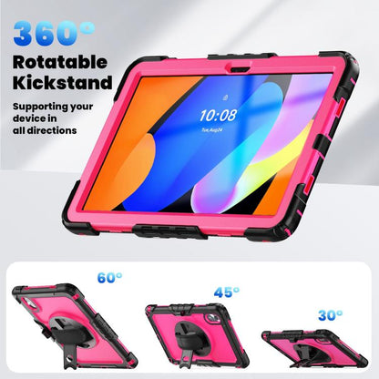 For Lenovo Xiaoxin Pad 2024 / 2025 Silicone Hybrid PC Tablet Case with Shoulder Strap(Black Rose Red PC) by buy2fix
