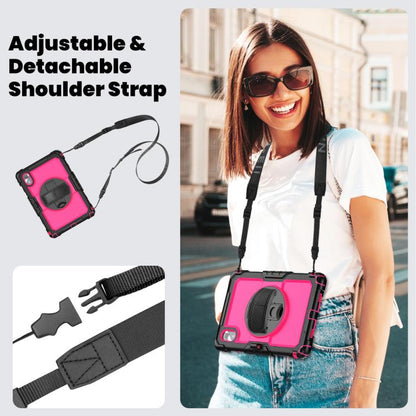 For Lenovo Xiaoxin Pad 2024 / 2025 Silicone Hybrid PC Tablet Case with Shoulder Strap(Black Rose Red PC) by buy2fix