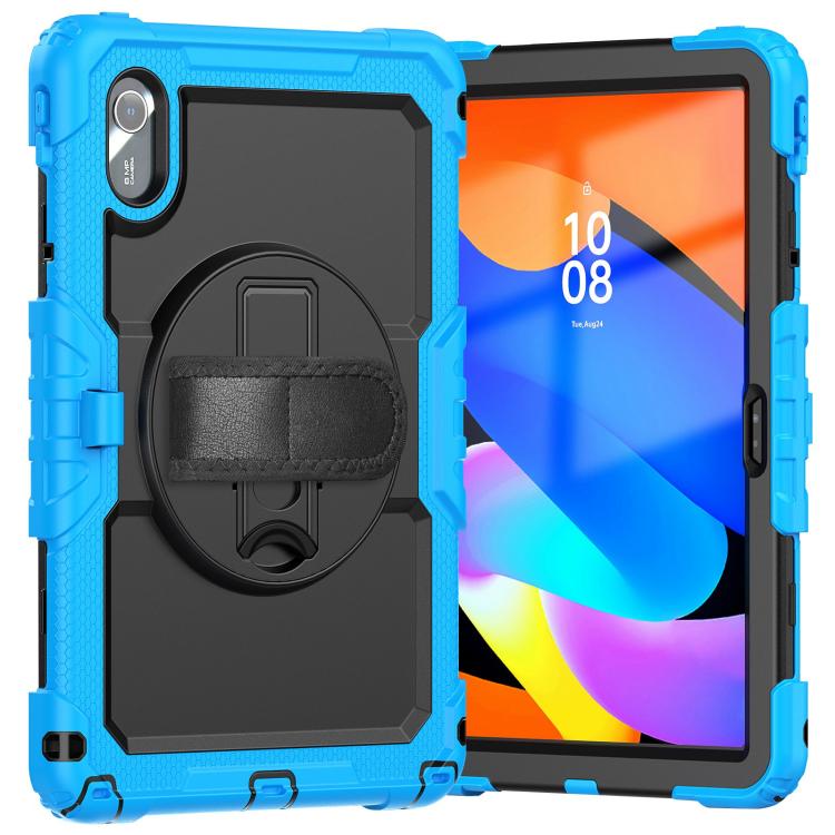 For Lenovo Xiaoxin Pad 2024 / 2025 Silicone Hybrid PC Tablet Case with Shoulder Strap(Light Blue Black) by buy2fix