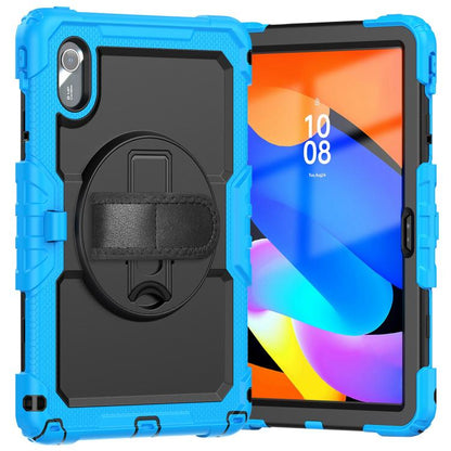 For Lenovo Xiaoxin Pad 2024 / 2025 Silicone Hybrid PC Tablet Case with Shoulder Strap(Light Blue Black) by buy2fix