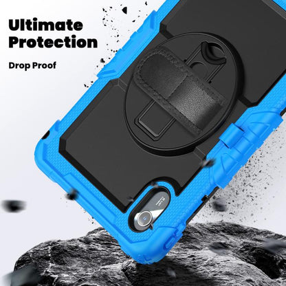 For Lenovo Xiaoxin Pad 2024 / 2025 Silicone Hybrid PC Tablet Case with Shoulder Strap(Light Blue Black) by buy2fix