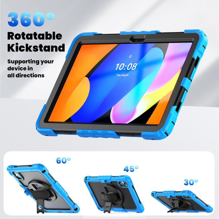 For Lenovo Xiaoxin Pad 2024 / 2025 Silicone Hybrid PC Tablet Case with Shoulder Strap(Light Blue Black) by buy2fix