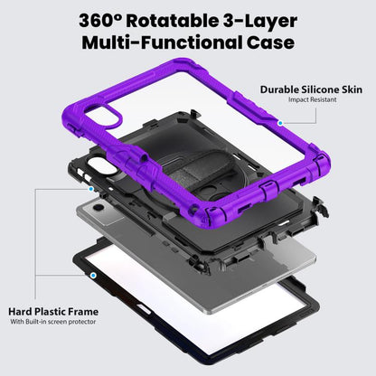 For Lenovo Xiaoxin Pad 2024 / 2025 Silicone Hybrid PC Tablet Case with Shoulder Strap(Purple) by buy2fix
