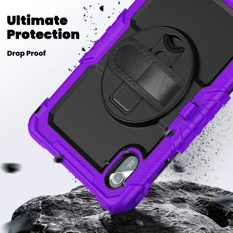For Lenovo Xiaoxin Pad 2024 / 2025 Silicone Hybrid PC Tablet Case with Shoulder Strap(Purple) by buy2fix