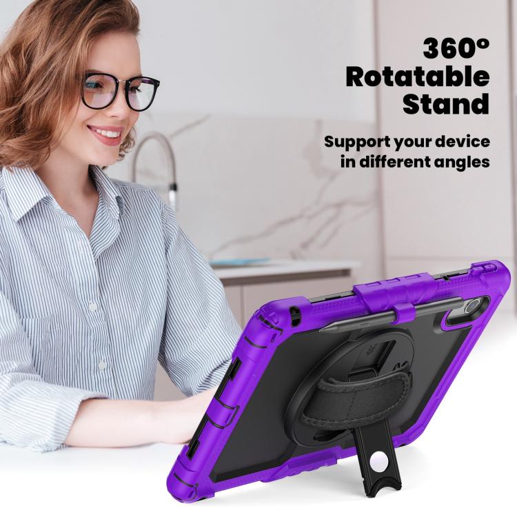 For Lenovo Xiaoxin Pad 2024 / 2025 Silicone Hybrid PC Tablet Case with Shoulder Strap(Purple) by buy2fix