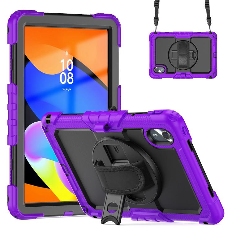 For Lenovo Xiaoxin Pad 2024 / 2025 Silicone Hybrid PC Tablet Case with Shoulder Strap(Purple) by buy2fix