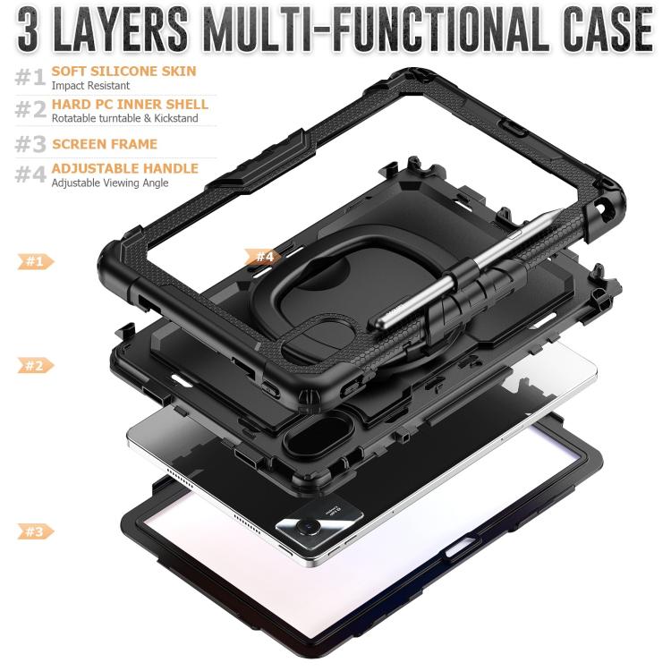 For Lenovo Xiaoxin Pad 2024 / 2025 Handle Silicone Hydric PC Tablet Case with Shoulder Strap(Black) by buy2fix