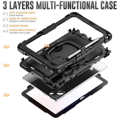 For Lenovo Xiaoxin Pad 2024 / 2025 Handle Silicone Hydric PC Tablet Case with Shoulder Strap(Black) by buy2fix