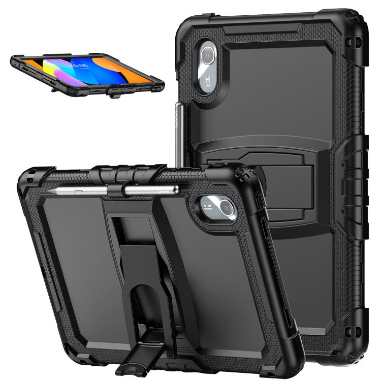 For Lenovo Xiaoxin Pad 11 2025 / 2024 Silicone Hydric PC Tablet Case with Shoulder Strap & Holder(Black) by buy2fix