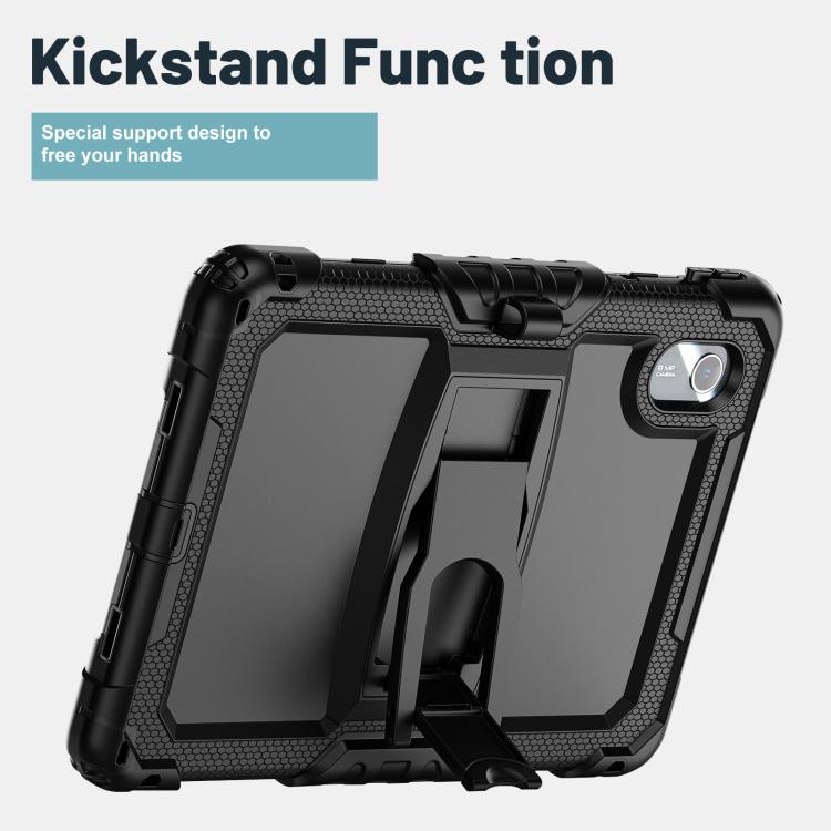 For Lenovo Xiaoxin Pad 11 2025 / 2024 Silicone Hydric PC Tablet Case with Shoulder Strap & Holder(Black) by buy2fix